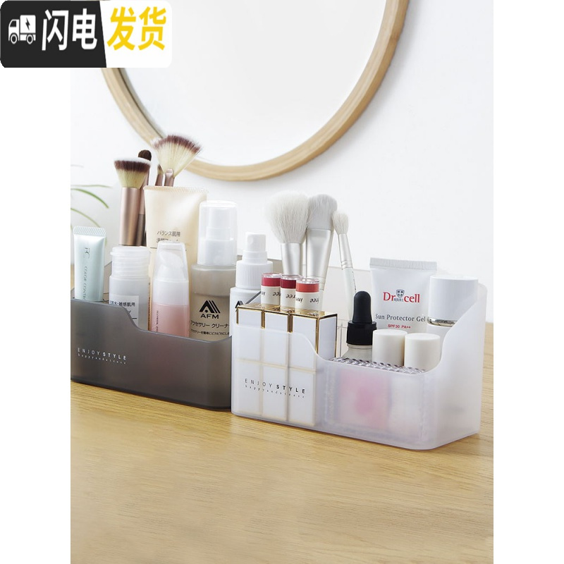 三维工匠桌面化妆品收纳盒家用塑料口红化妆刷盒子置物架储物盒杂物整理盒高清大图