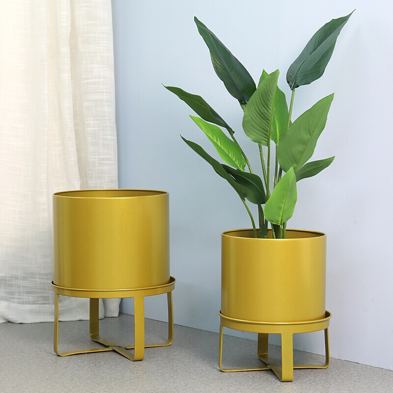 北欧铁艺装饰花架落地金属创意花盆室内客厅阳台简约绿萝花瓶