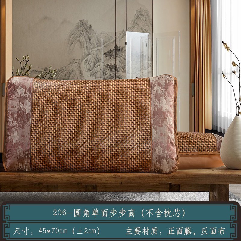 美帮汇夏季凉席枕套成人藤枕芯套单人冰丝枕头套夏天凉爽竹枕席一对拍2高清大图
