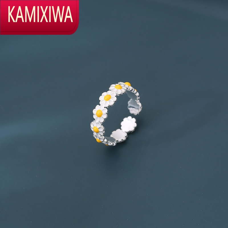 KAMIXIWA雏菊花朵戒指女ins网红2022新款气质小清新森系开口食指戒可调节