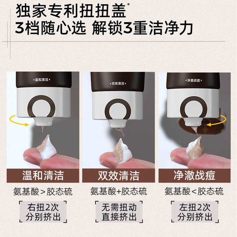 C咖 胶态硫净痘控油氨基酸双管洁面乳40g+40g 控油净痘深层清洁洁面乳高清大图