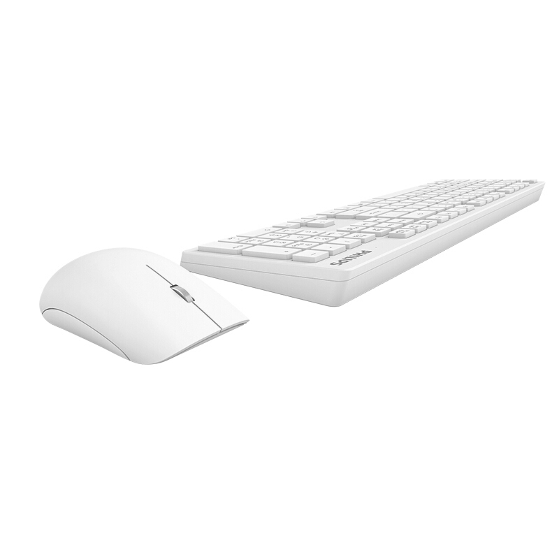 飞利浦 PHILIPS SPT6602WS 无线键盘鼠标 键盘鼠标套装 鼠标静音 小巧轻薄 办公家用 白色