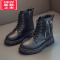 可莉允女童马丁靴儿童靴子女秋冬季2022二棉鞋子中大童加绒加厚短靴