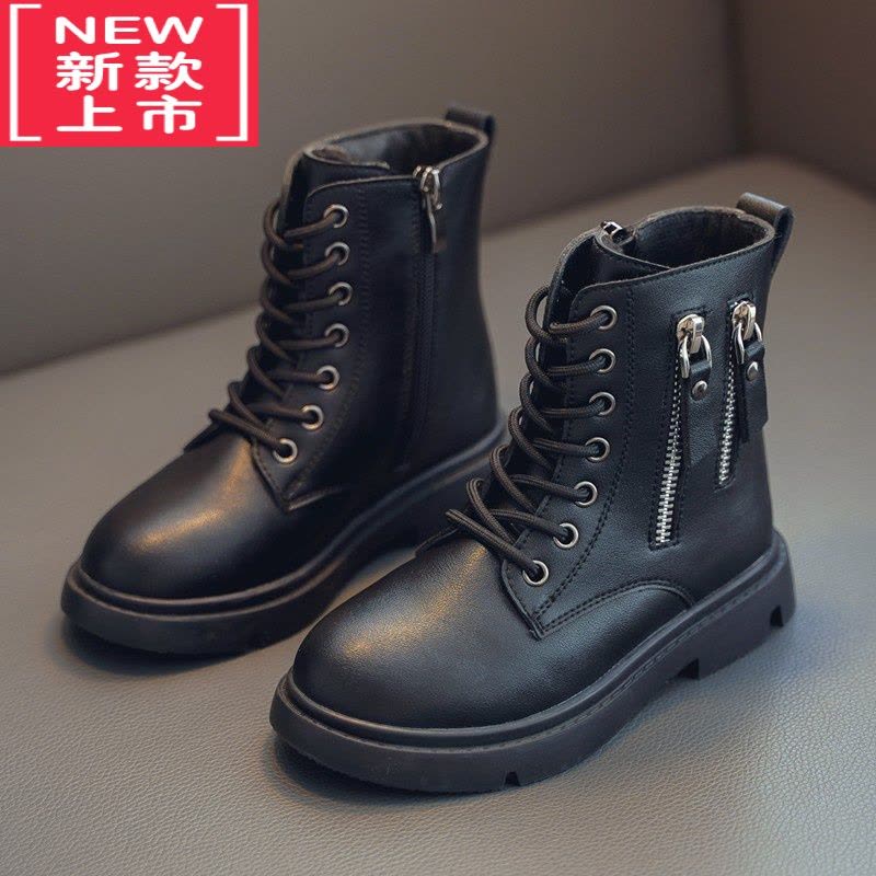 可莉允女童马丁靴儿童靴子女秋冬季2022二棉鞋子中大童加绒加厚短靴图片