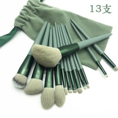 13支套装绿色+绒布袋 人造纤维 fix化妆刷13支套装 山羊毛软毛化妆妆刷全套散粉刷粉底刷眼影眉刷