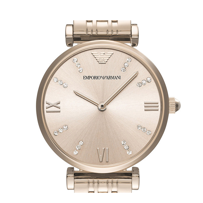 阿玛尼(EMPORIO ARMANI)女表欧美品牌手表 女欧美时尚满天星金色简约钢带女表腕表石英表 女AR11059