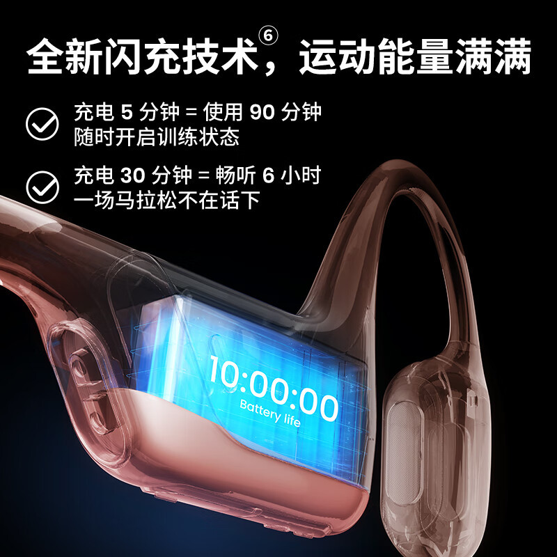 韶音(SHOKZ)OpenRun Pro骨传导蓝牙耳机开放式耳机运动无线耳骨传导耳机跑步骑行不入耳佩戴S810西柚粉