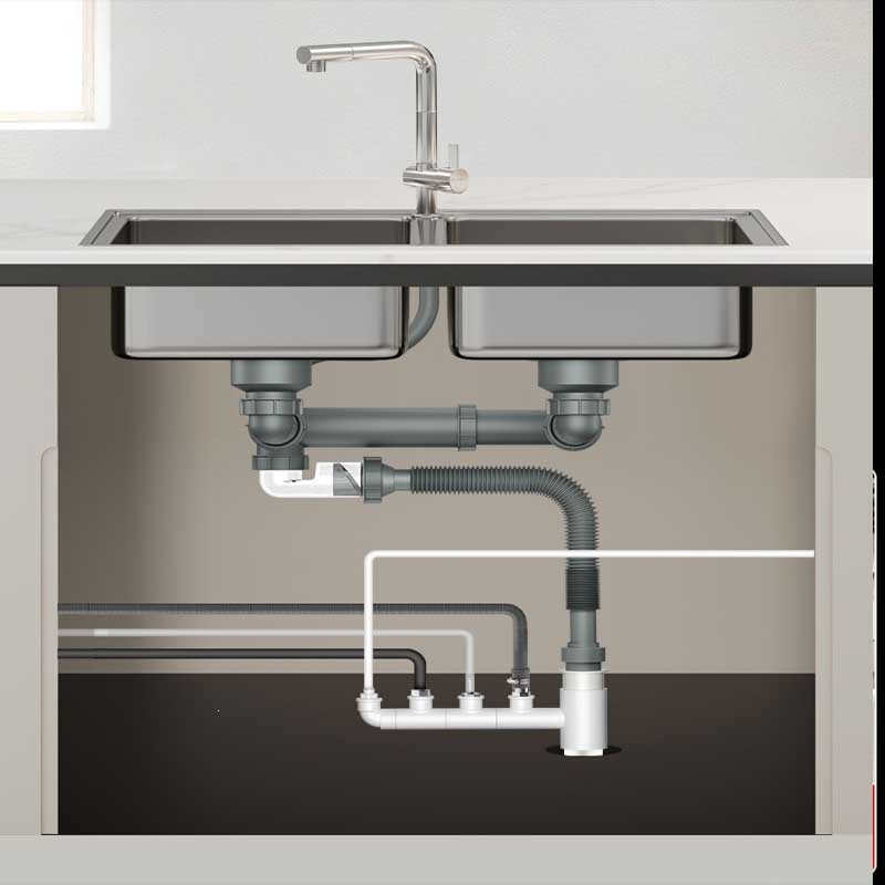 古达厨房水槽洗碗机净水器下水管道小厨宝洗衣机排水管二合一接头三通