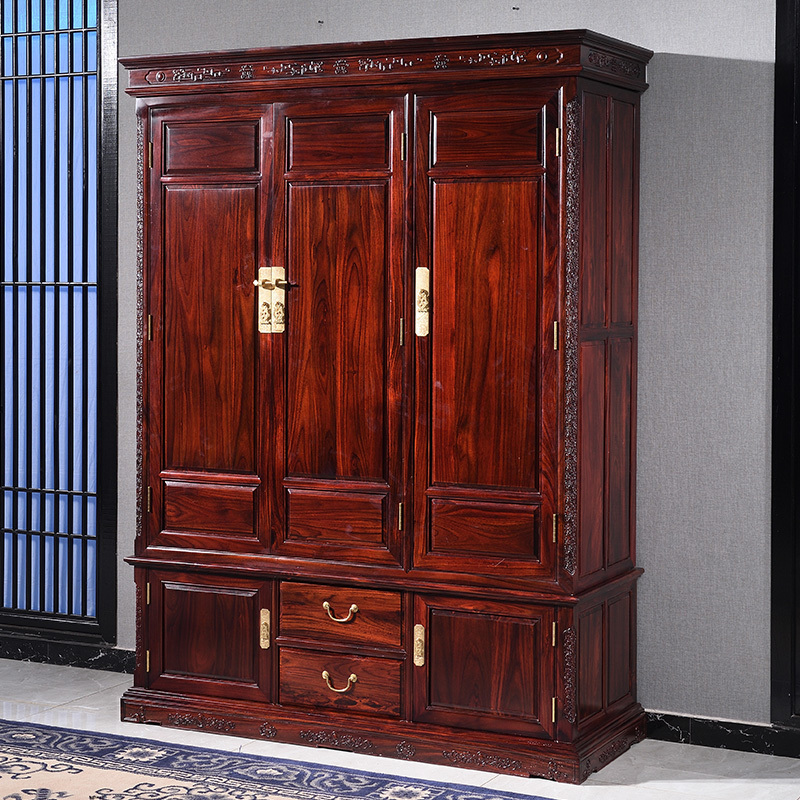 木中央 红木家具 印尼黑酸枝(学名:阔叶黄檀)衣柜 实木衣橱 现代新