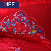 梦洁(MENDALE)家纺MEE/觅出品 大红色提花刺绣婚庆四件套福禄牡丹中式玫瑰刺绣结婚套件绗缝1.8m床1.5m其他