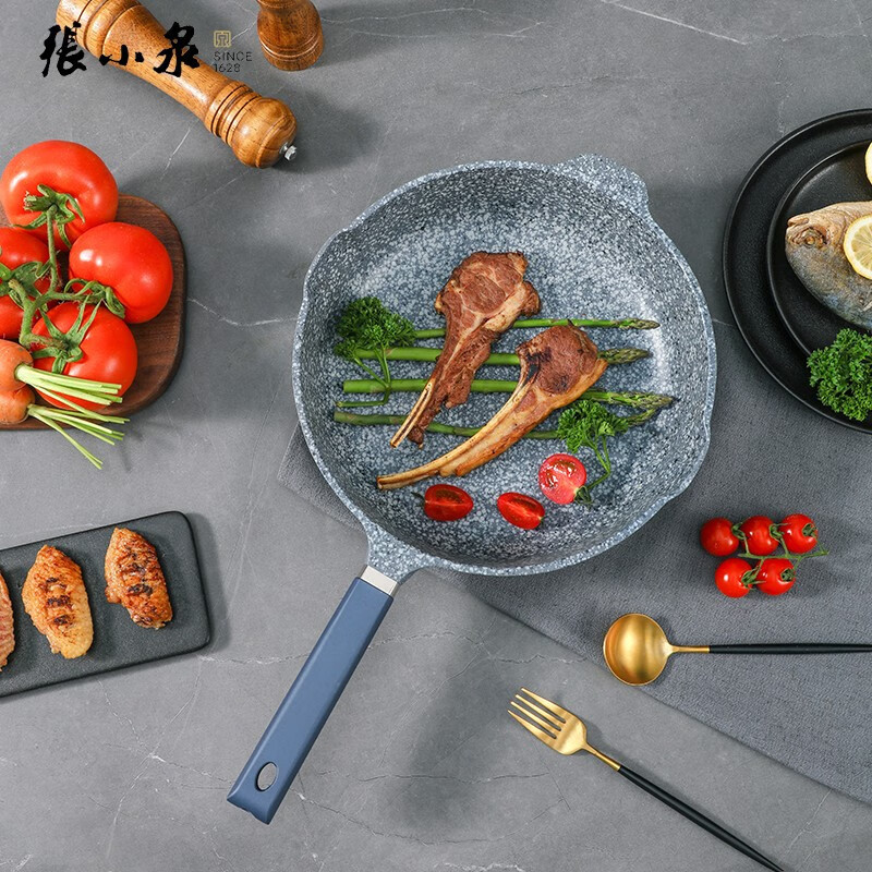 张小泉 不粘平底锅煎锅 锅具 家用锅子烹饪锅具燃气电磁炉通用 C31820100花岗岩不粘深煎锅 28cm高清大图