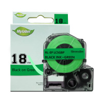 艾洁 18mm绿底黑字标签色带 适用爱普生LW400;LW700;LW600P;LW1000P LK-5GBP
