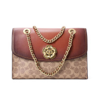 COACH 蔻驰 女包 PARKER口盖包 老花拼皮金扣30585 PVC\牛皮革