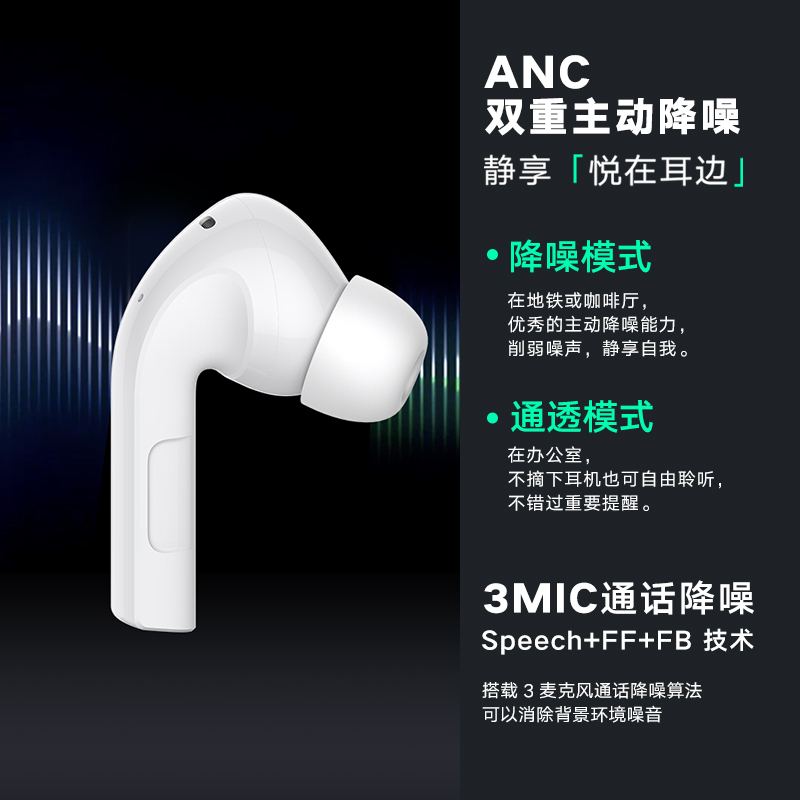 ZMI紫米PurPods Pro真无线降噪耳机入耳式TWS蓝牙5.2