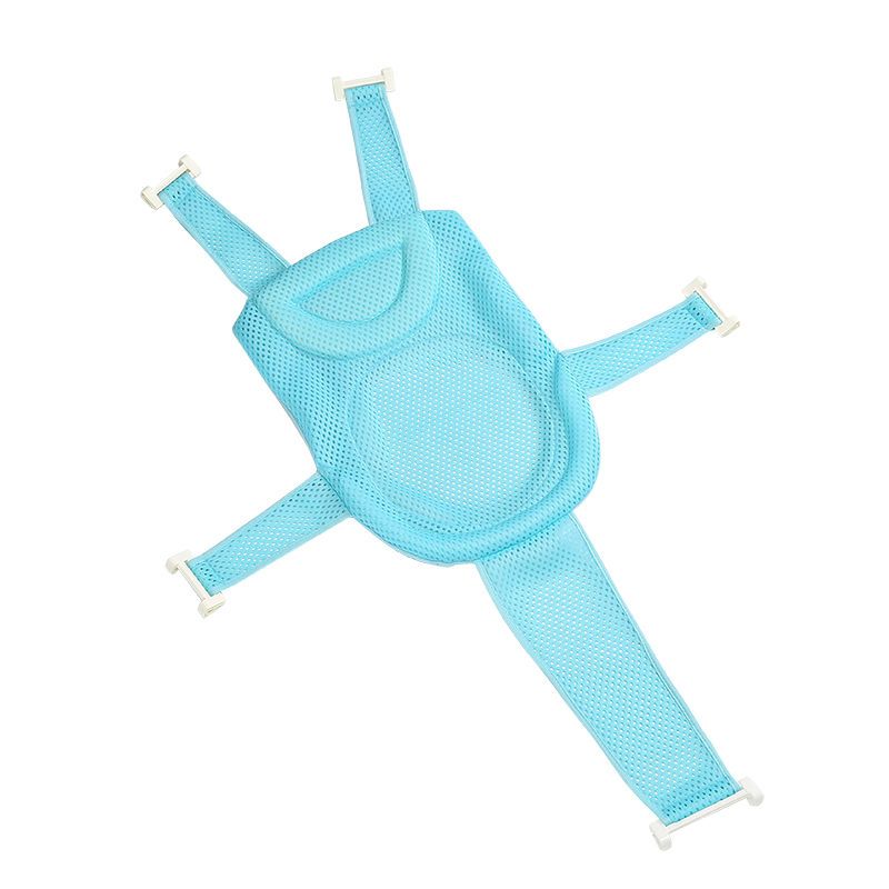 新品五角护脊浴网婴儿洗澡架防滑通用澡盆网兜可坐躺宝宝浴盆浴网 五角护脊浴网蓝色(送水温卡)