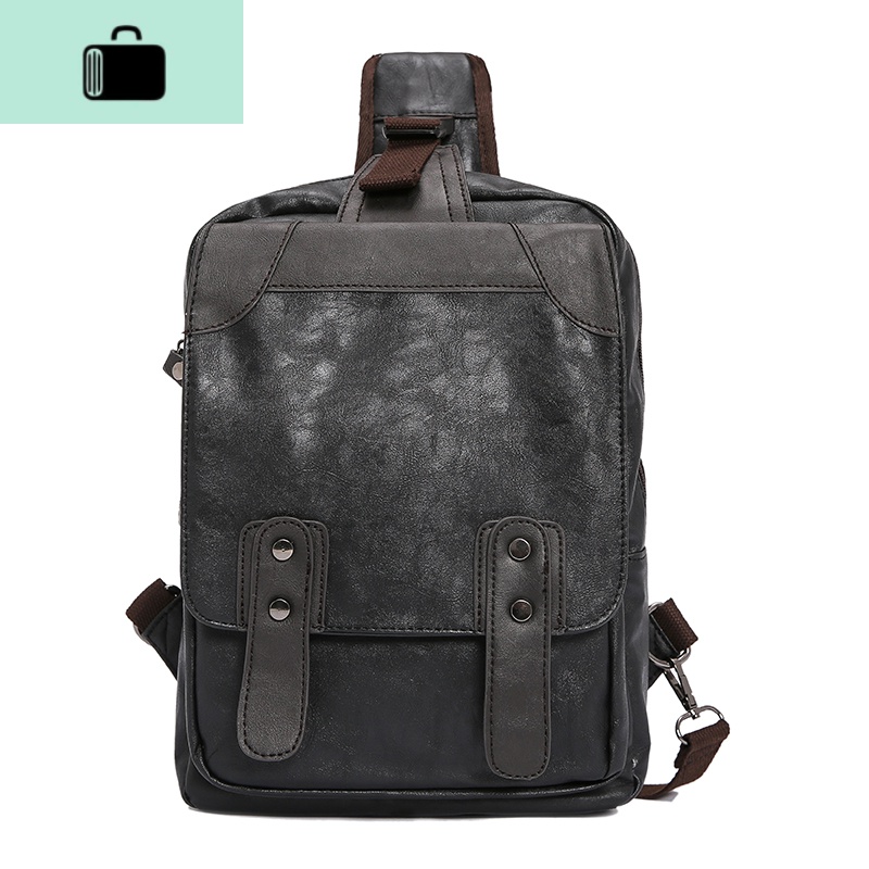 大容量休闲胸包男包单肩包男士斜挎包胸前包韩版潮流男包潮包新款NEW LAKE 黑色腰包男