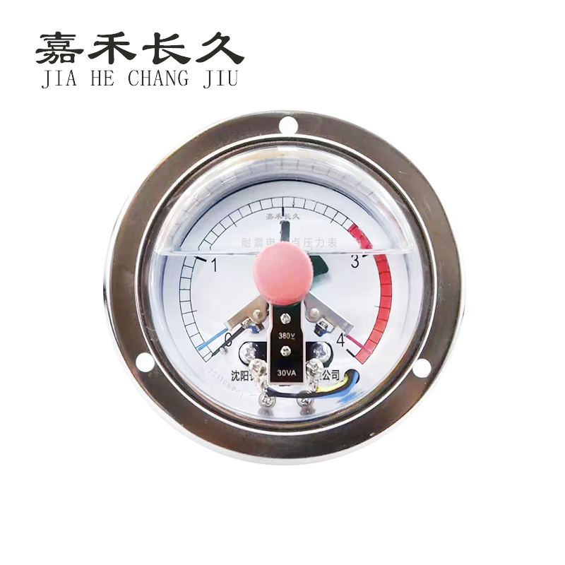 嘉禾长久 耐震电接点压力表轴向带边 YTNXC100ZT 0-4Mpa 块高清大图
