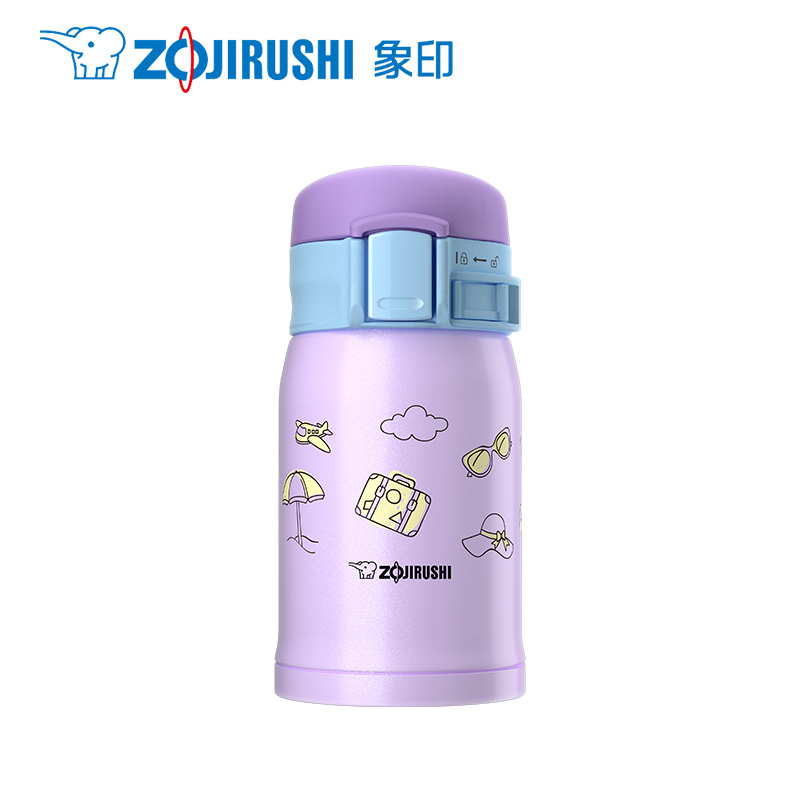 象印(ZOJIRUSHI)保温杯SP24 马卡龙保温杯真空304不锈钢水杯少女便携儿童迷你进口保温保冷杯 紫色240ML