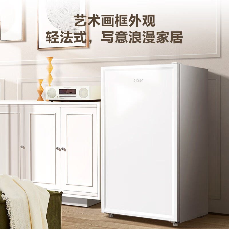 海尔(Haier)立式冷柜单门151升一级能效立式冰柜冷冻柜抽屉式冷柜画框小冰箱小冰柜家用小型冰箱 BD-151GHW9