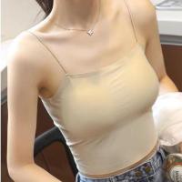 卡其色 S 80斤左右 美背背心女外穿带胸垫上衣裹胸打底网红爆款夏抹胸小吊带内搭冰丝