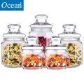 Ocean进口透明玻璃八角罐密封罐防潮玻璃零食干果瓶茶叶奶粉罐子大小5件套