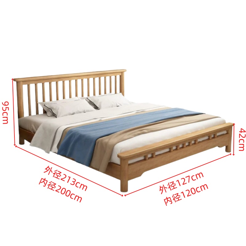 烁恒平头温莎床原木色高清大图