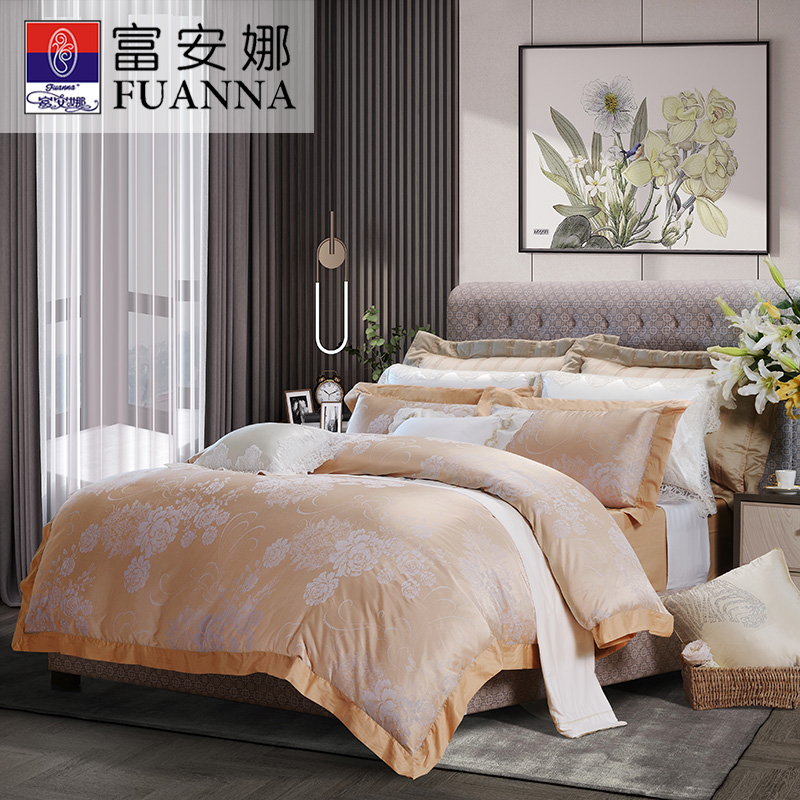 富安娜(FUANNA)素提四件套床品套件-203*229cm 米兰风情