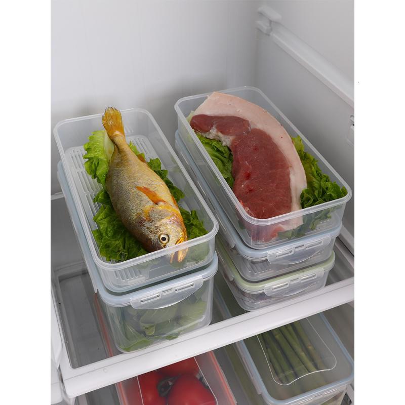 家柏饰(CORATED)密封透明食品收纳盒塑料有盖冰箱冷冻冷藏保鲜盒沥水长方形大小号高清大图