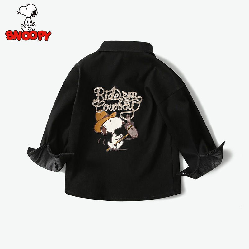 史努比SNOOPY童装男童长袖衬衫新款儿童牛仔衬衣