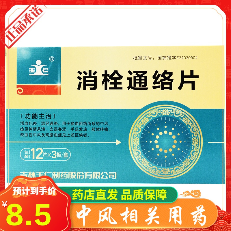 玉仁消栓通络片36片活血化瘀温经通络中风脑血栓半身不遂