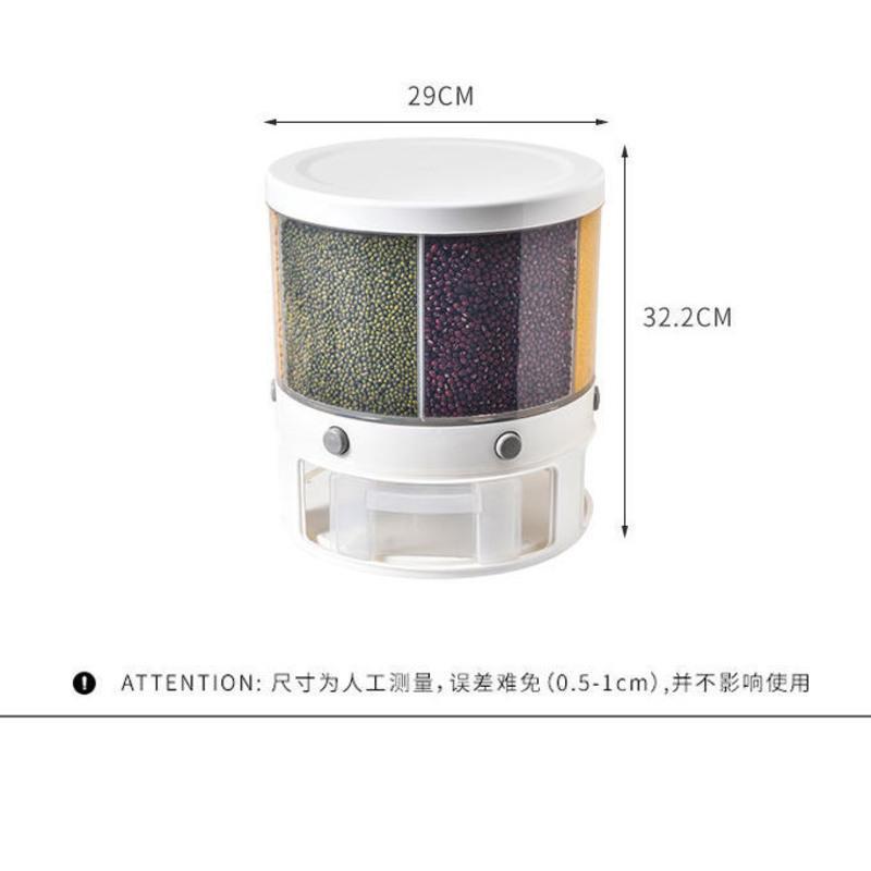 可旋转装米桶防虫防潮密封分格米缸家用20斤储米箱厨房大米收纳盒 圆形 六分格(360度旋转)