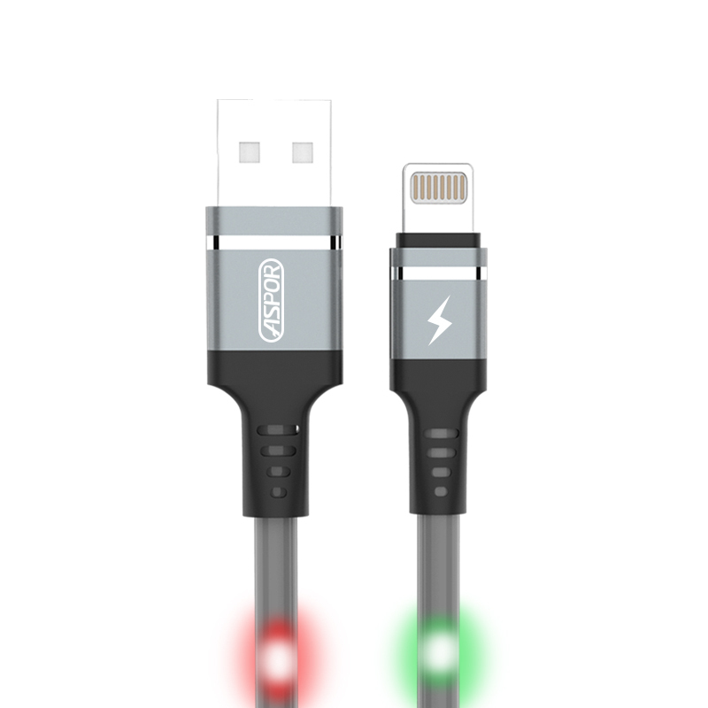 ASPOR A182 iphone数据线流光充电线器声控发光闪光追光冲电线 灰色