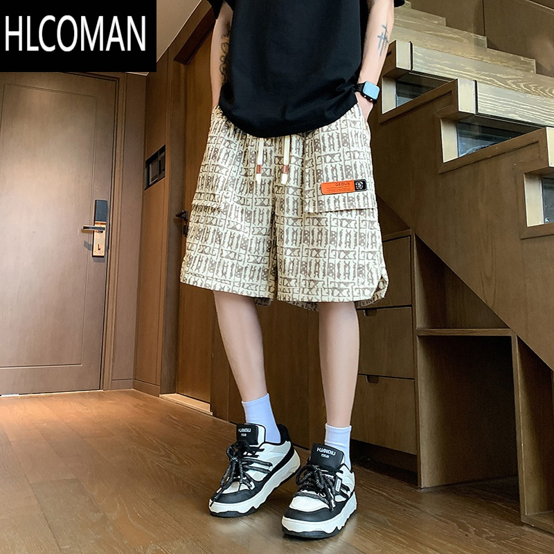HLCOMAN工装短裤男2025夏季新款美式高街男生帅气大码跑步裤子直筒大裤衩
