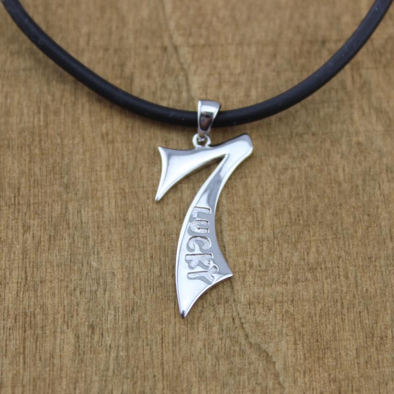 阡陌 lucky 幸运数字 925银 情侣坠韩版男女 简单数字7项链可刻字情人