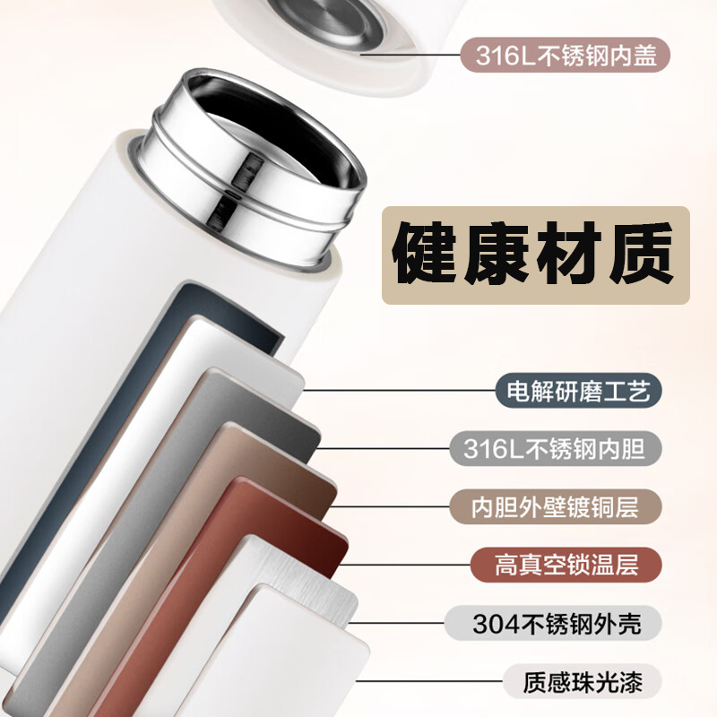爱仕达(ASD)保温杯316L不锈钢内胆420ml男女水杯 高档商务直身杯泡茶官方旗舰正品RWS42B10Q-JW