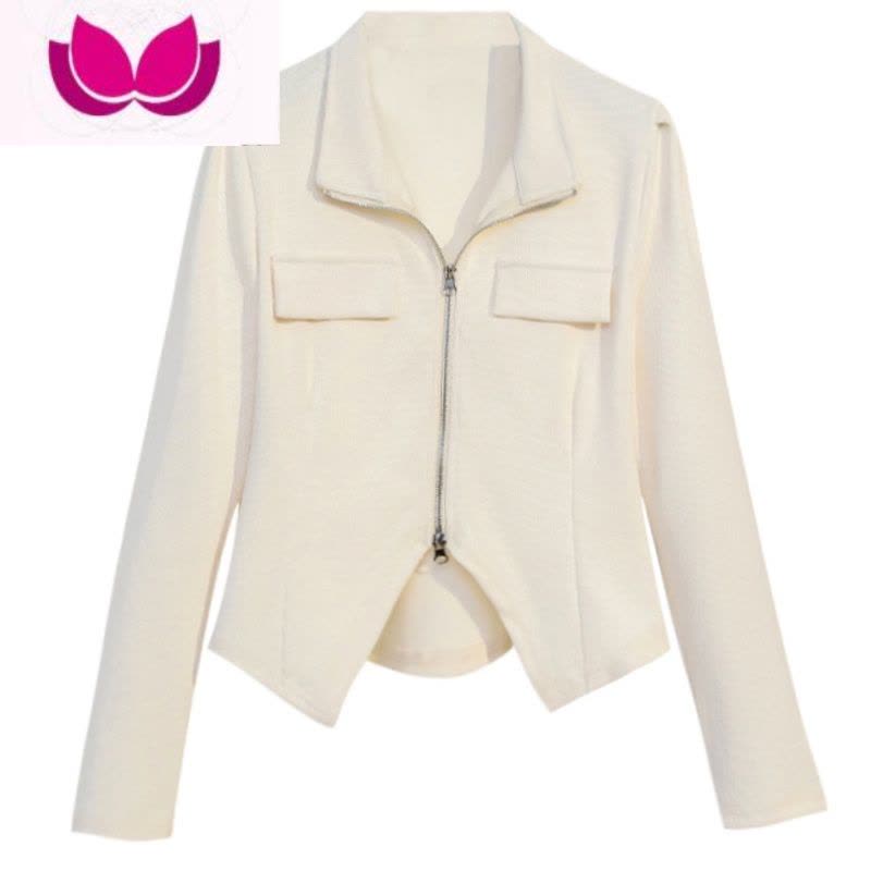 七斓大码长袖t恤女春季设计感小众胖MM短款不规则打底衫内搭别致上衣图片