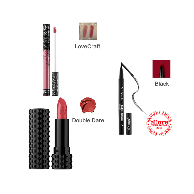 KAT VON D 精选三件套装组 眼线液笔黑色+唇膏Double Dare+唇膏Lovecraft 彩妆