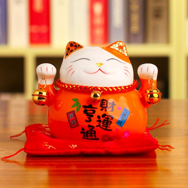 陶瓷猫摆件小号陶瓷存钱储蓄罐家居创意店铺开业礼品生日 三维工匠 4.5寸6只小福猫猫高清大图