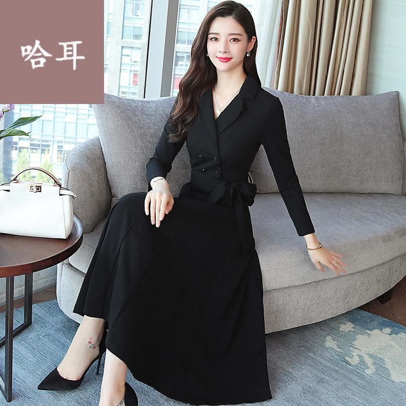 冬裙女2019年新款女装秋装秋冬季连衣裙气质长款长裙子加厚显瘦高贵洋气原创连衣裙图片