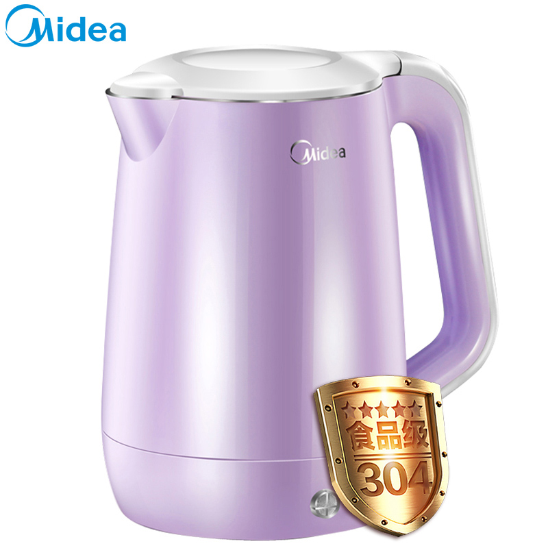 美的(Midea) 电水壶 WHP1703b 1.7L 55℃恒温 双层防烫 食品级304不锈钢智能烧水壶 紫色