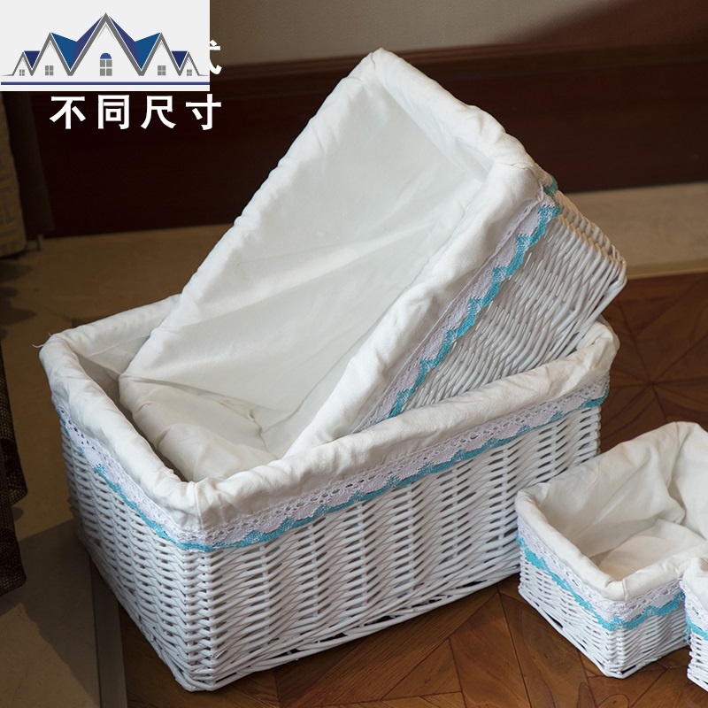 藤编收纳筐脏衣篮家居桌面收纳盒储物筐整理箱衣物筐创意大号 三维工匠收纳箱高清大图
