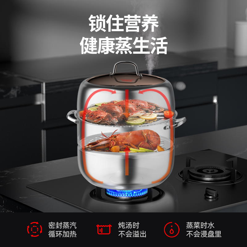 迈卡罗(Macaiiroos)双层不锈钢蒸锅MC-Z3020高清大图