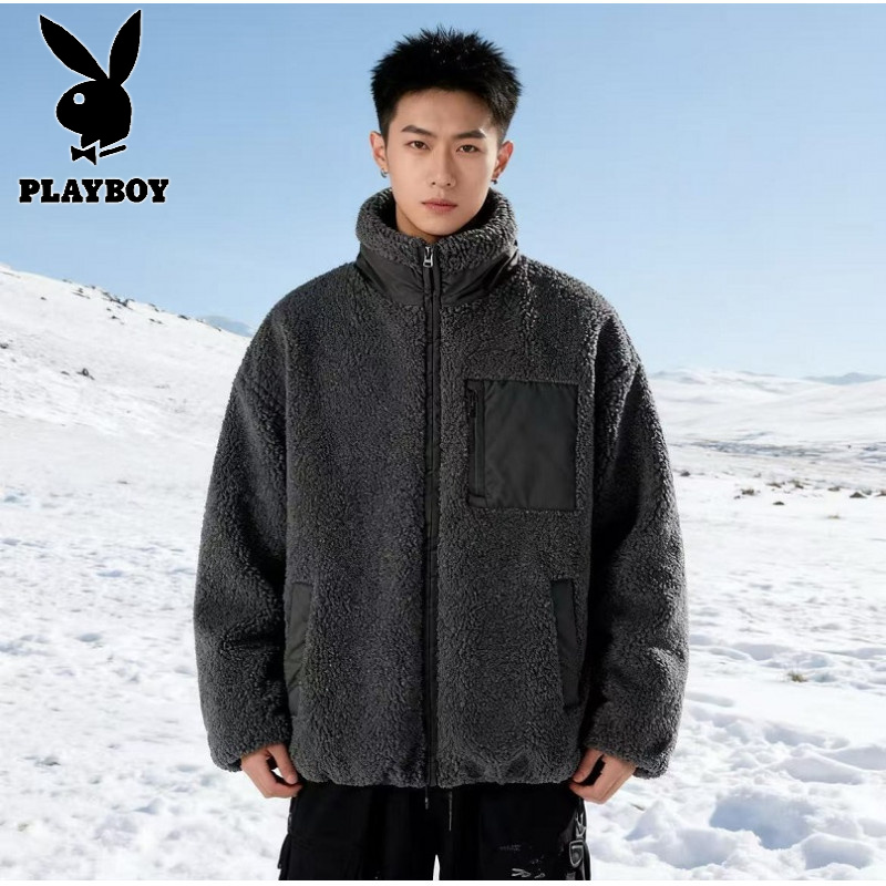 花花公子新款高品质新国标90绒质检 羊羔绒羽绒服男港风宽松中性情侣可二开A270-P215高清大图