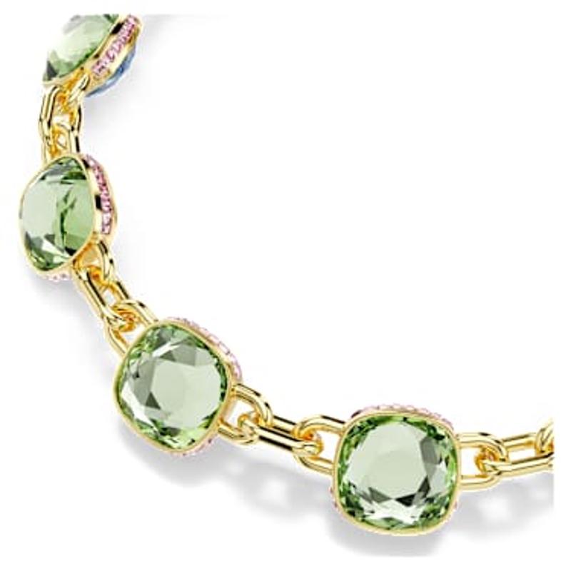 施华洛世奇(SWAROVSKI)多功能可翻转蓝绿渐变金 tone镀层水晶项链高清大图