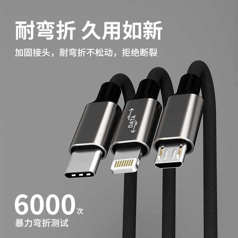 乐默(LOOMOO) 炫彩屏显一拖三数据线LCB-285 适用安卓Type-c苹果11小米10pro/XSmax高清大图