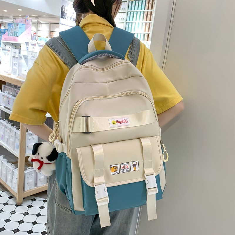 日系工装风书包女韩版高中学生初中生大容量休闲双肩包电脑背包男