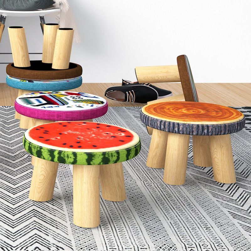 穆斯塔换鞋凳时尚创意坐墩圆凳布艺沙发小凳子家用客厅板凳矮凳木凳