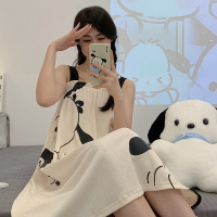 睡裙夏季吊带连衣裙无袖睡衣女甜美可爱卡通家居服宽松可外穿薄款 女XL Q65702