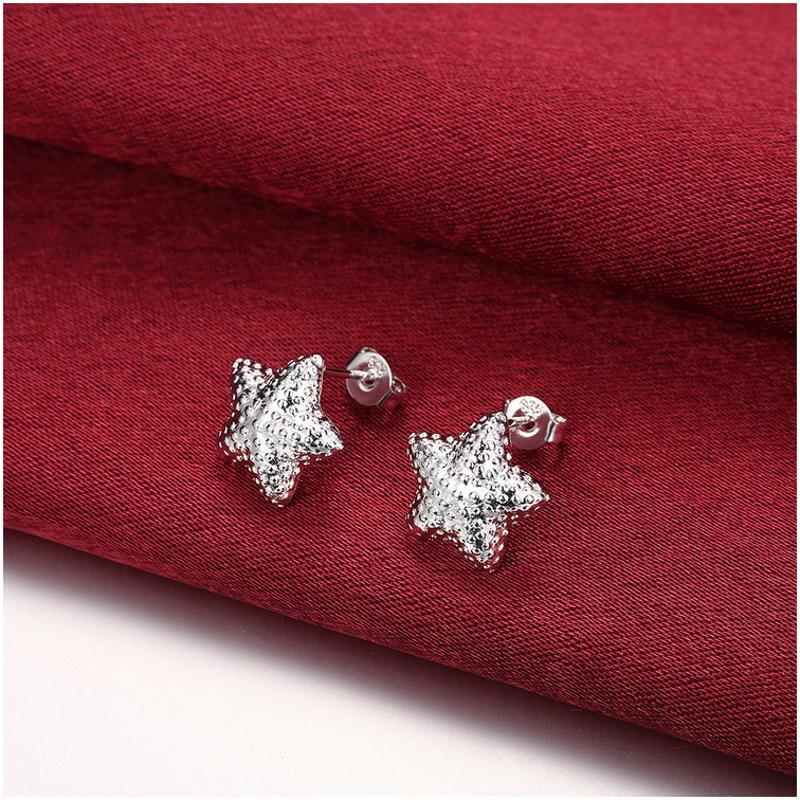E032 Women silver plated earring 镀925纯银耳钉时尚清新耳环女