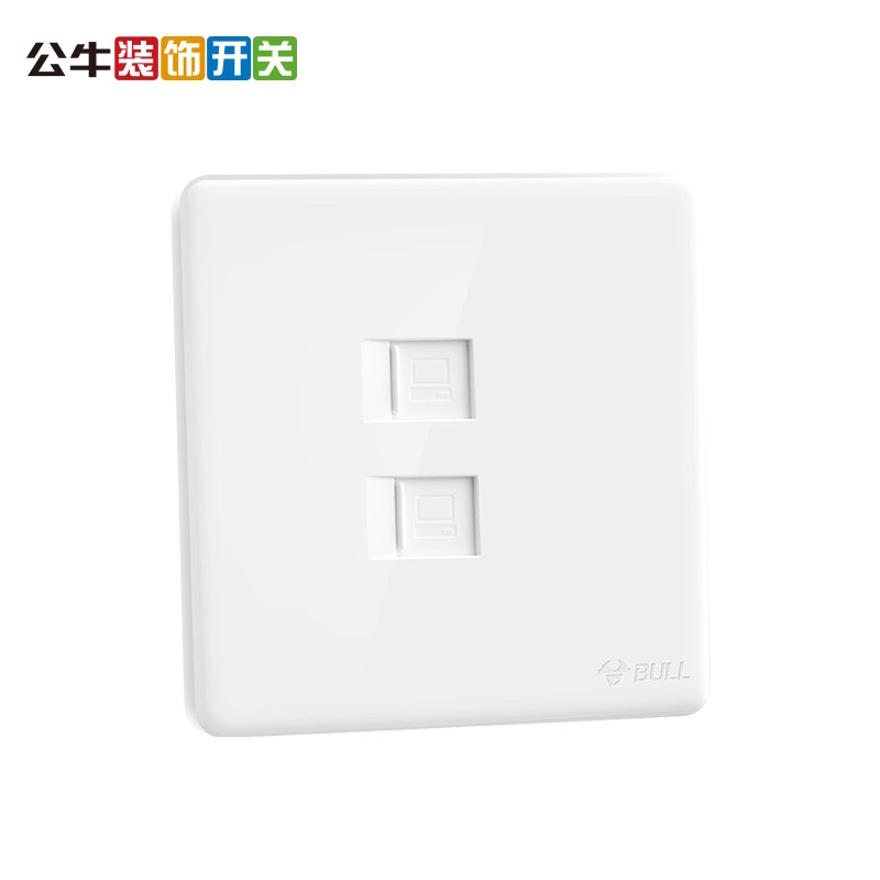 公牛 G28 双电脑开关插座面板86型墙壁插座G28白色二位电脑